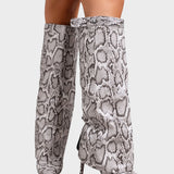 Katarína ｜ Visoke čižmy s animal printom i tankom potpeticom