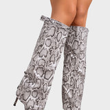 Katarína ｜ Visoke čižmy s animal printom i tankom potpeticom